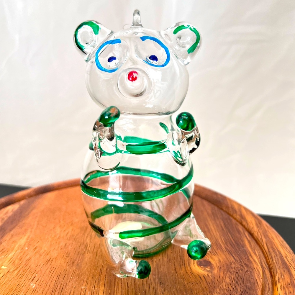Parise Vietri Italy Blown Glass Teddy Bear Christmas Tree Ornament